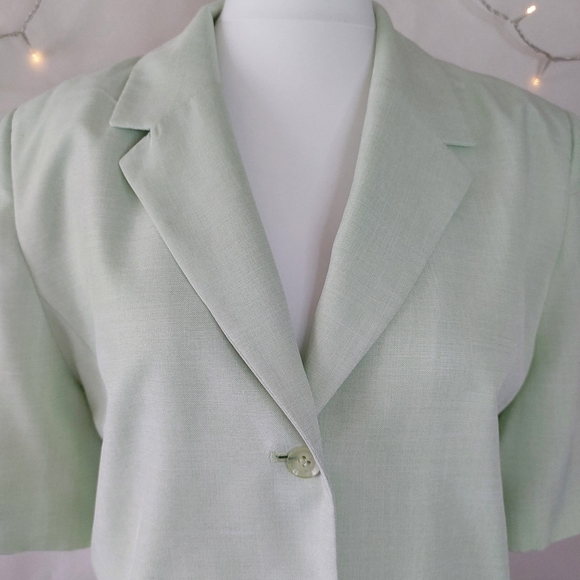 Vintage Lime Green Short Sleeve Single Breasted Blazer Size 18 *Flawed See Pics - Picture 2 of 9
